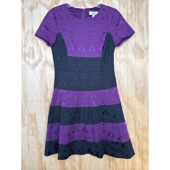 Badgley Mischka Purple and Black Midi Dress Size 8 NWT - Picture 7 of 9